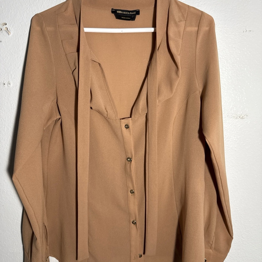 Saks Fifth Avenue Tan Button Down Shirt